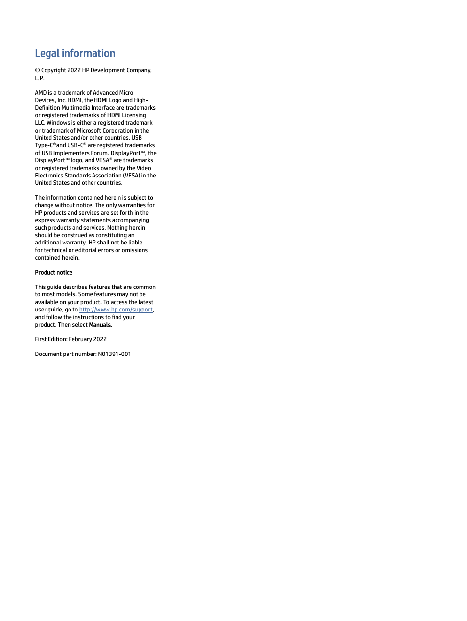 Legal information | HP OMEN 27" 4K HDR 144 Hz Gaming Monitor User Manual | Page 2 / 38