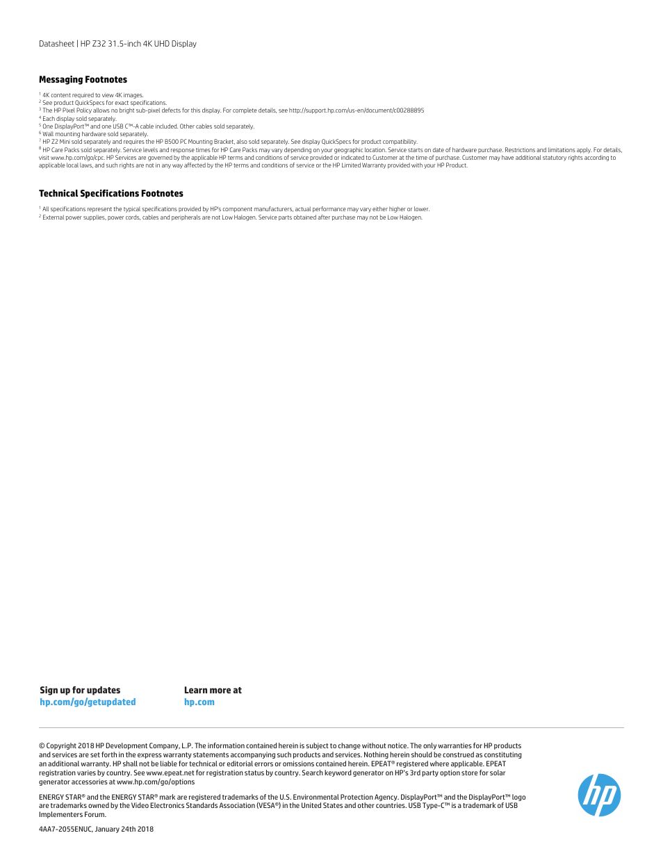 HP Z32 31.5" 16:9 4K UHD IPS Display (Smart Buy) User Manual | Page 4 / 4