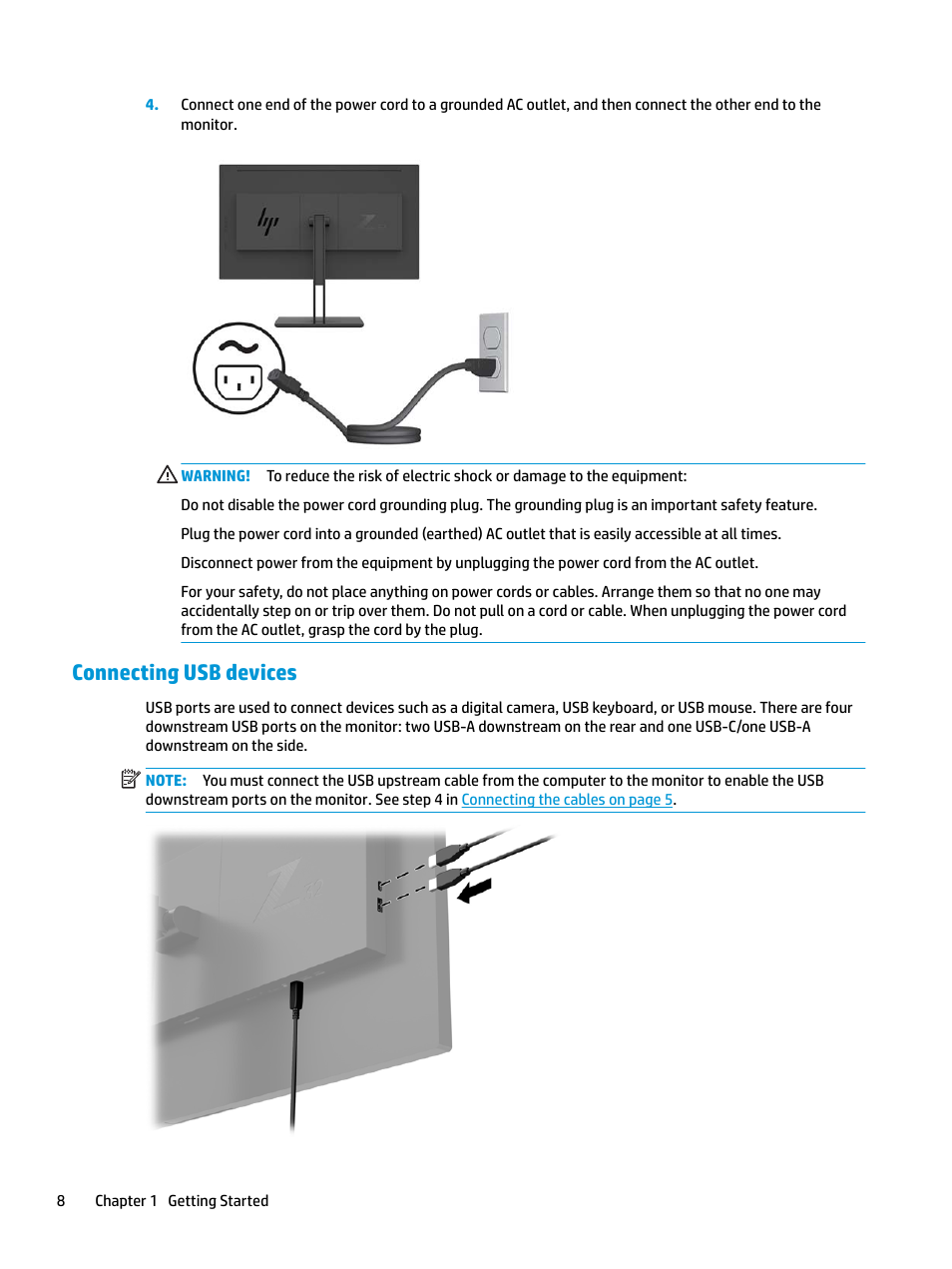 Connecting usb devices | HP Z32 31.5" 16:9 4K UHD IPS Display (Smart Buy) User Manual | Page 14 / 29