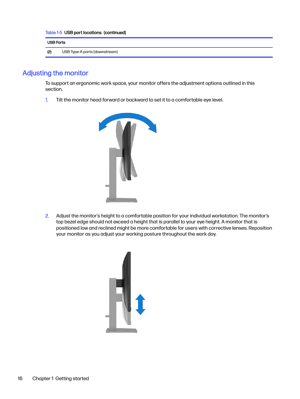 Adjusting the monitor | HP OMEN 27s 27" HDR 240 Hz Gaming Monitor User Manual | Page 21 / 49
