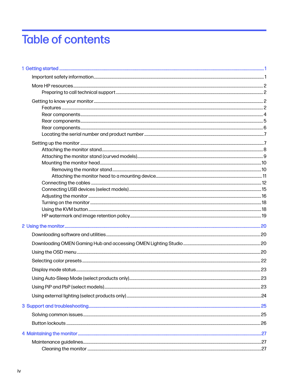 HP OMEN 27s 27" HDR 240 Hz Gaming Monitor User Manual | Page 4 / 49