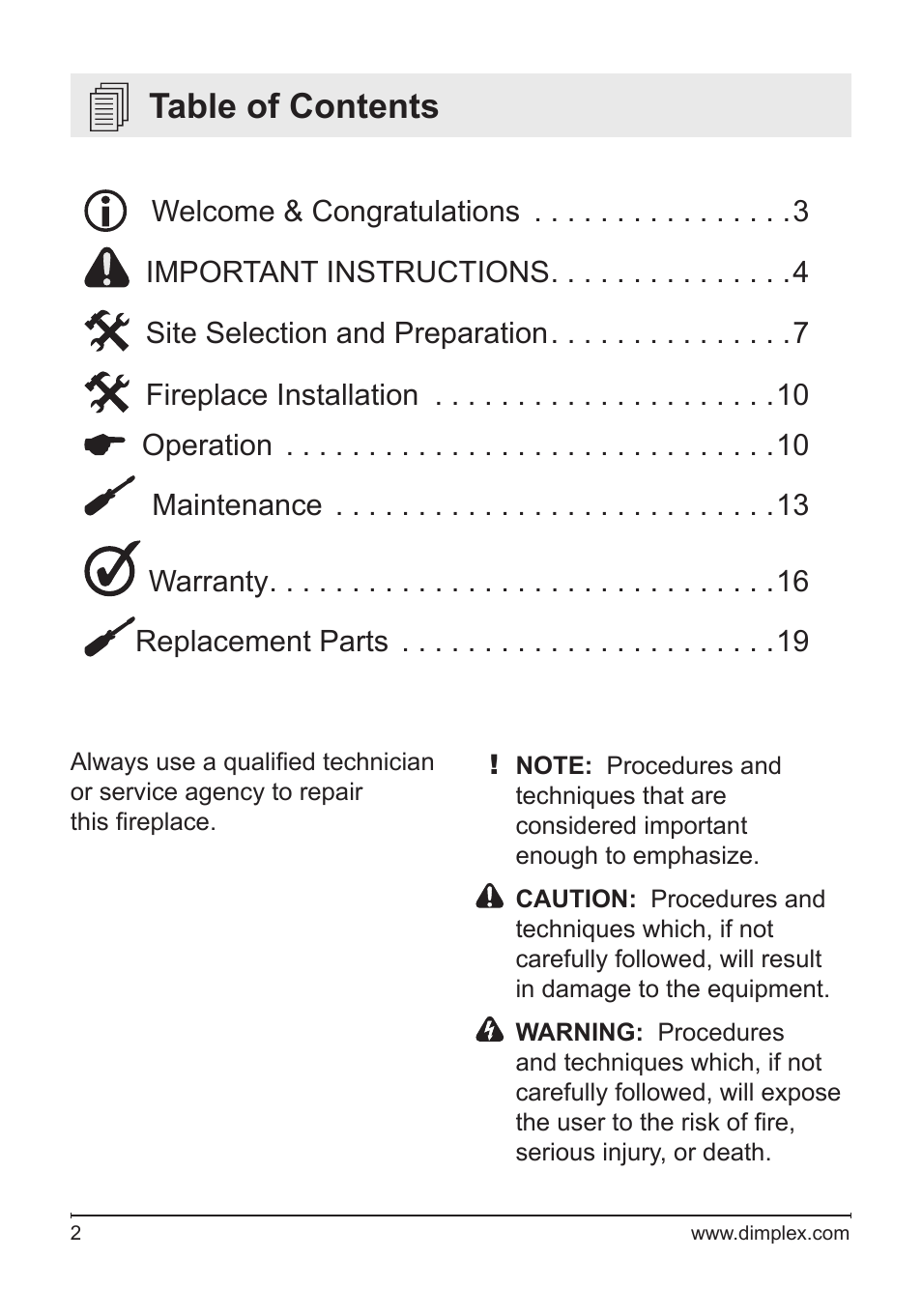 Dimplex DFB6016 User Manual | Page 2 / 19