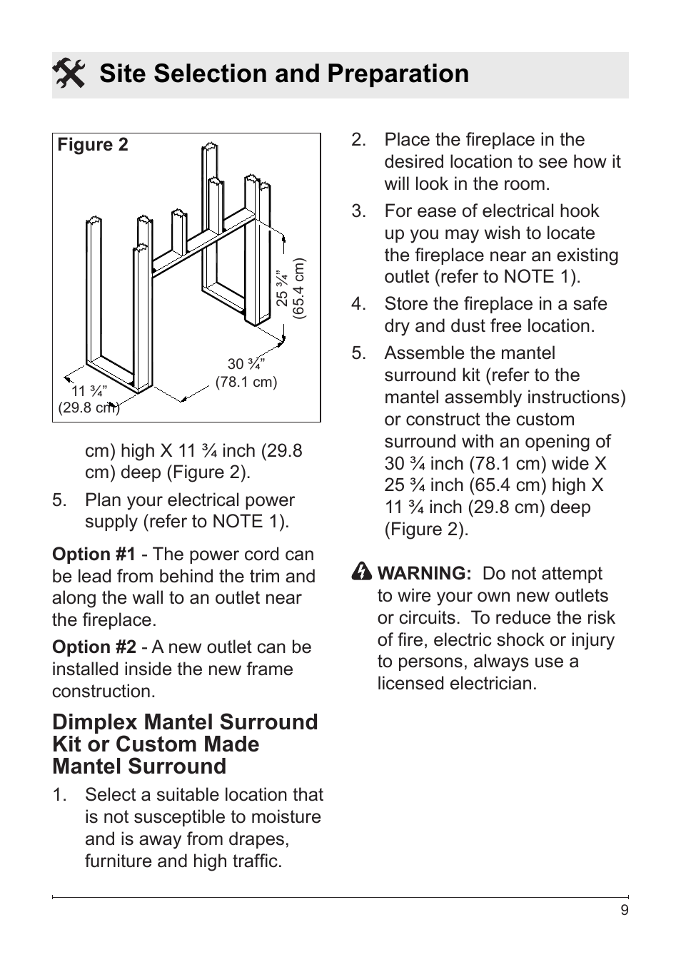 Site selection and preparation | Dimplex DFB6016 User Manual | Page 9 / 19