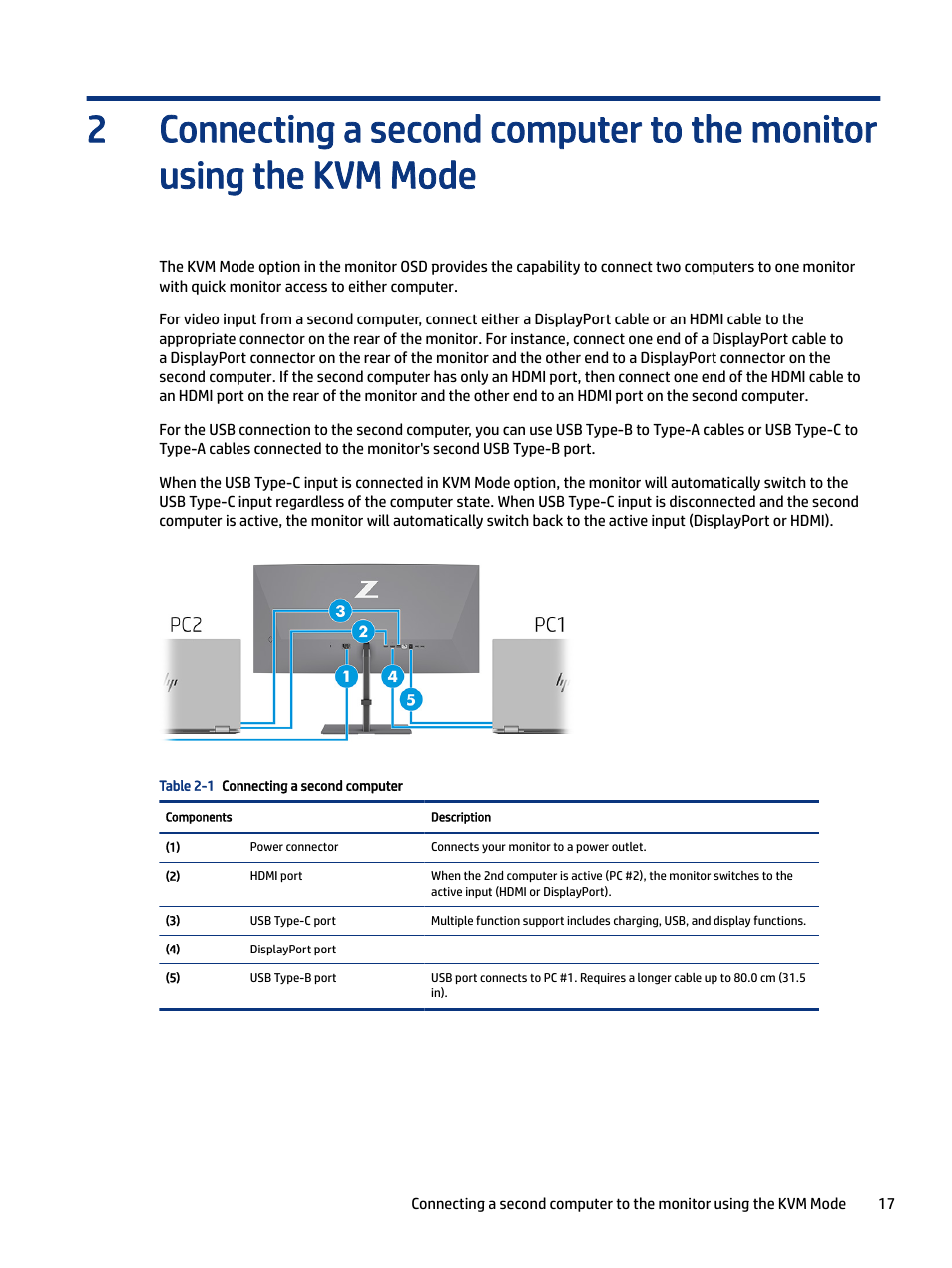 Toggle in kvm mode kvm mode connection priorities | HP Z34C G3 34" 21:9 Curved WQHD IPS Monitor User Manual | Page 22 / 45