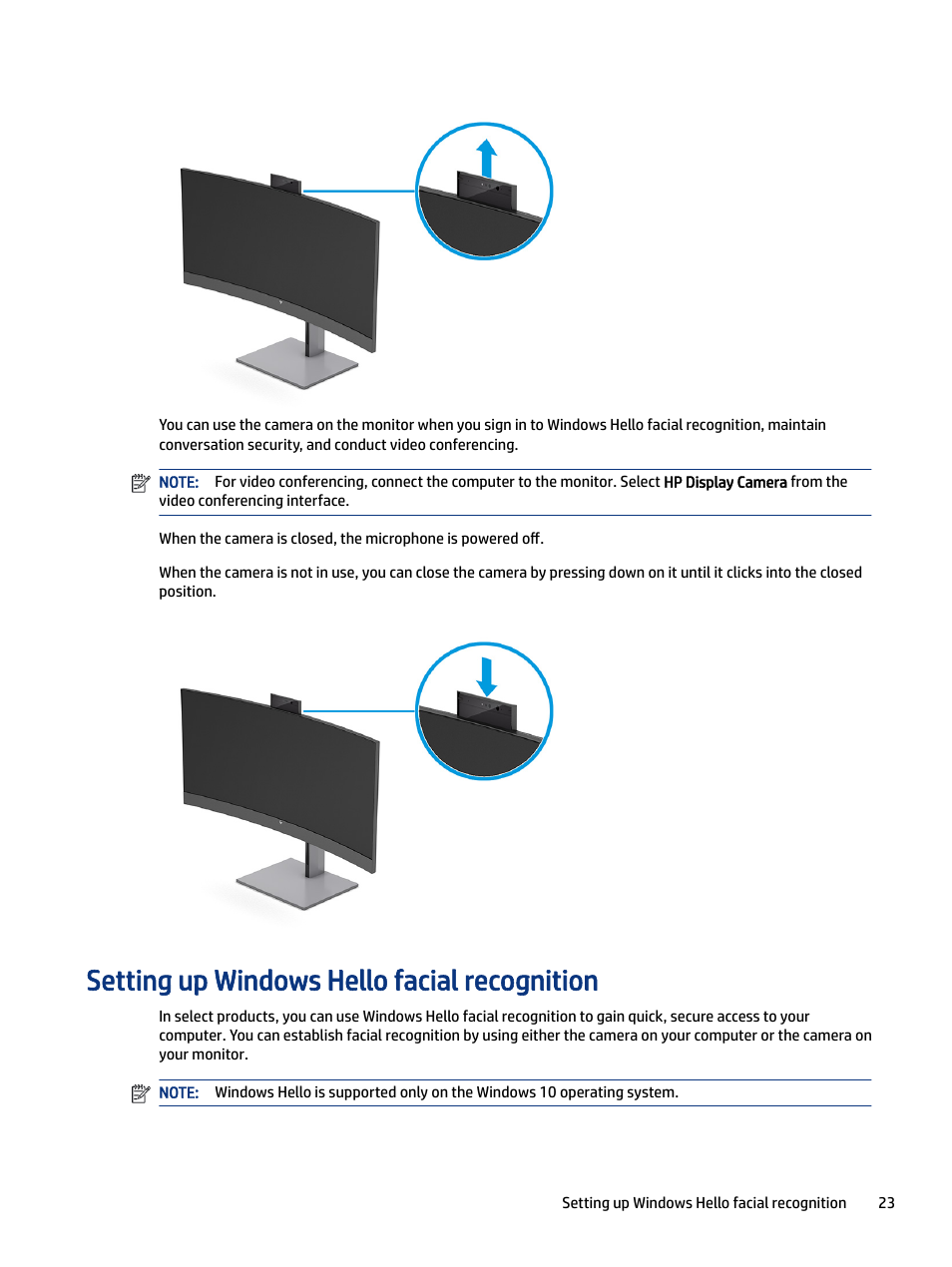 Setting up windows hello facial recognition | HP Z34C G3 34" 21:9 Curved WQHD IPS Monitor User Manual | Page 28 / 45