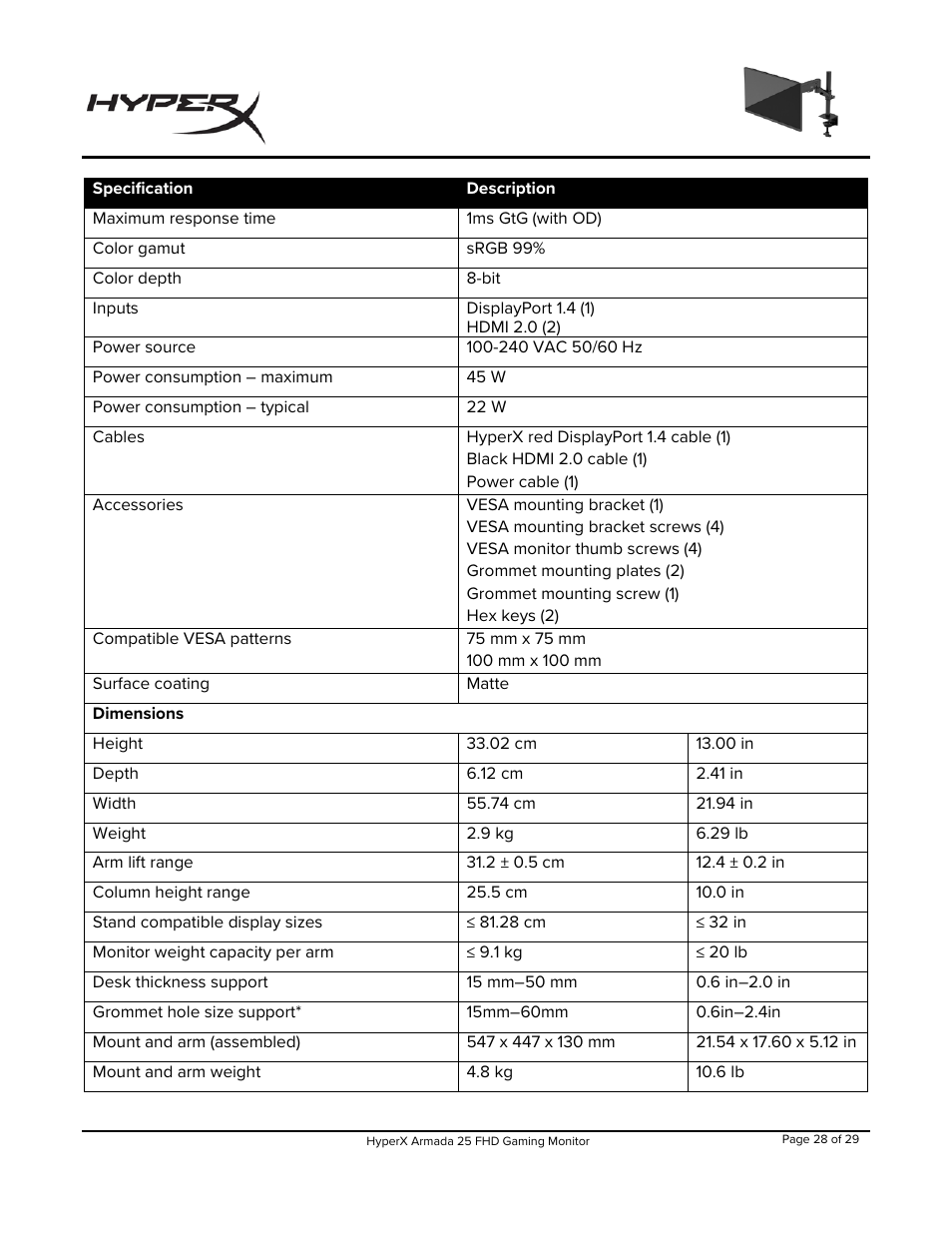 HyperX Armada 25 24.5" 240 Hz Gaming Monitor User Manual | Page 29 / 499