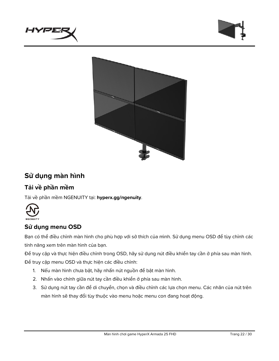 Sử dụng màn hình, Tải về phần mềm, Sử dụng menu osd | HyperX Armada 25 24.5" 240 Hz Gaming Monitor User Manual | Page 399 / 499