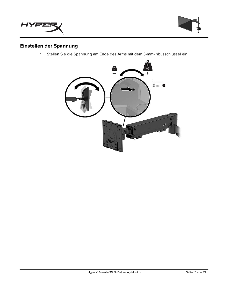 Einstellen der spannung | HyperX Armada 25 24.5" 240 Hz Gaming Monitor User Manual | Page 76 / 499