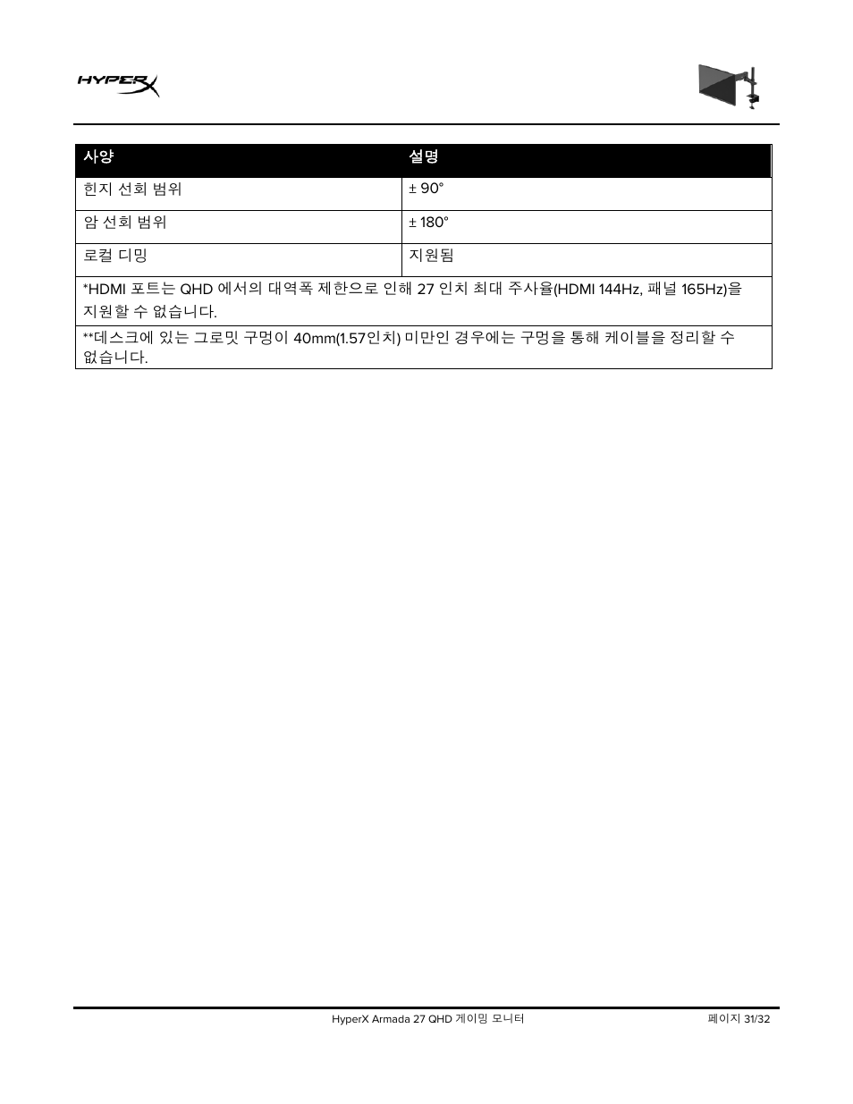 디스플레이 | HyperX Armada 27 27" 1440p HDR 165 Hz Gaming Monitor User Manual | Page 335 / 487