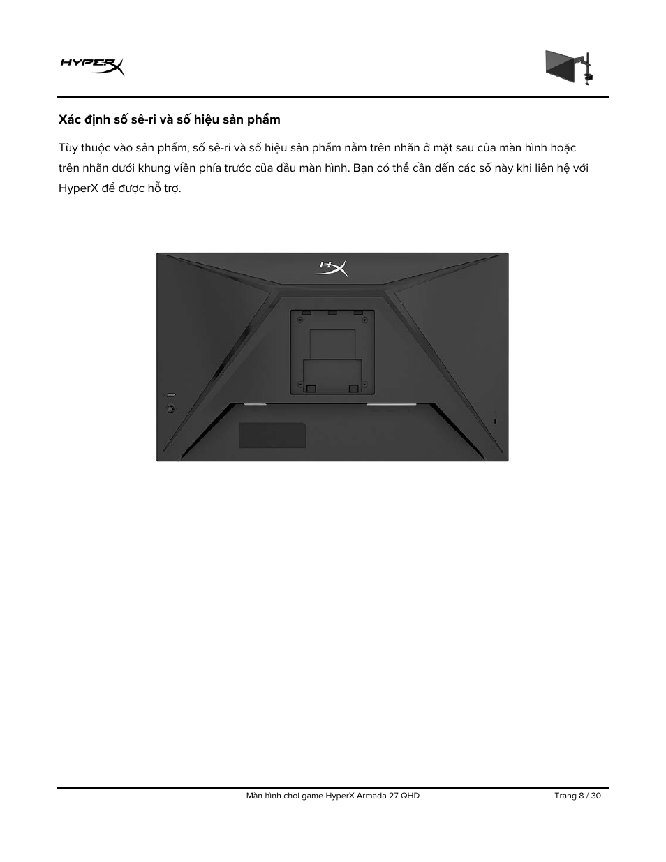 Xác định số sê-ri và số hiệu sản phẩm | HyperX Armada 27 27" 1440p HDR 165 Hz Gaming Monitor User Manual | Page 375 / 487