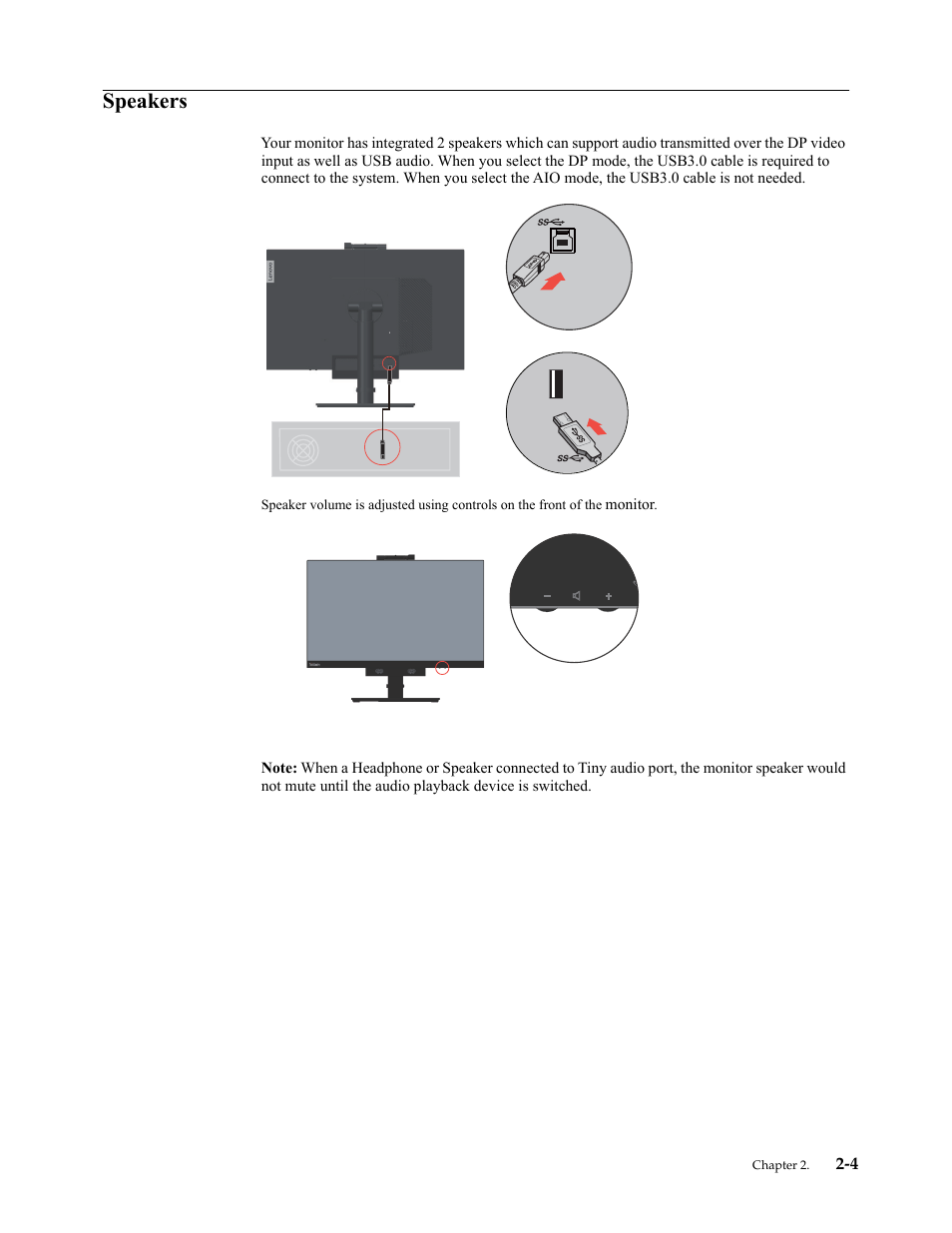 Speakers, Speakers -4 | Lenovo ThinkCentre Tiny-In-One 22 Gen 4 21.5" 16:9 Video Conferencing FHD IPS Monitor User Manual | Page 23 / 54