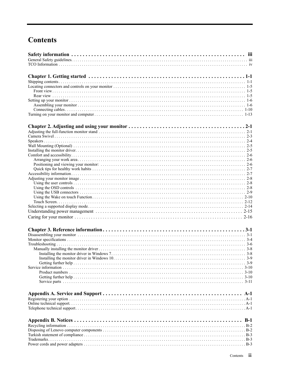 Lenovo ThinkCentre Tiny-In-One 22 Gen 4 21.5" 16:9 Video Conferencing FHD IPS Monitor User Manual | Page 3 / 54
