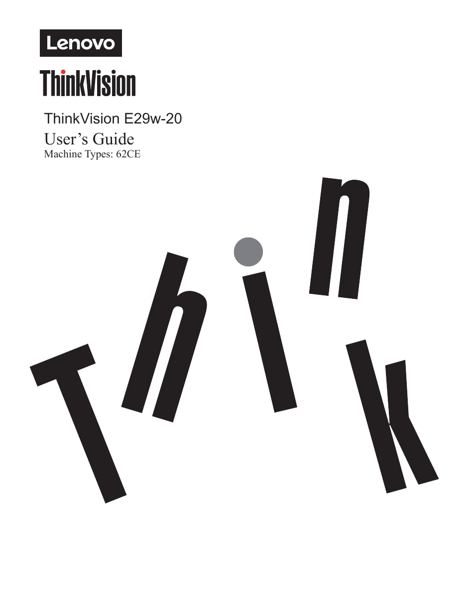 Lenovo ThinkVision 29" Ultrawide Monitor User Manual | 39 pages