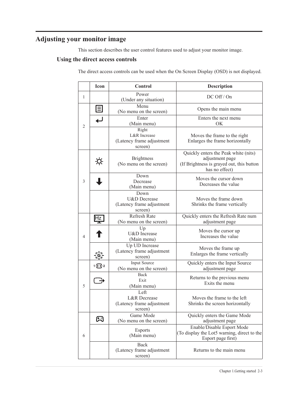 Adjusting your monitor image, Adjusting your monitor image -3 | Lenovo Legion Y25g-30 24.5" HDR 360 Hz Gaming Monitor User Manual | Page 19 / 38