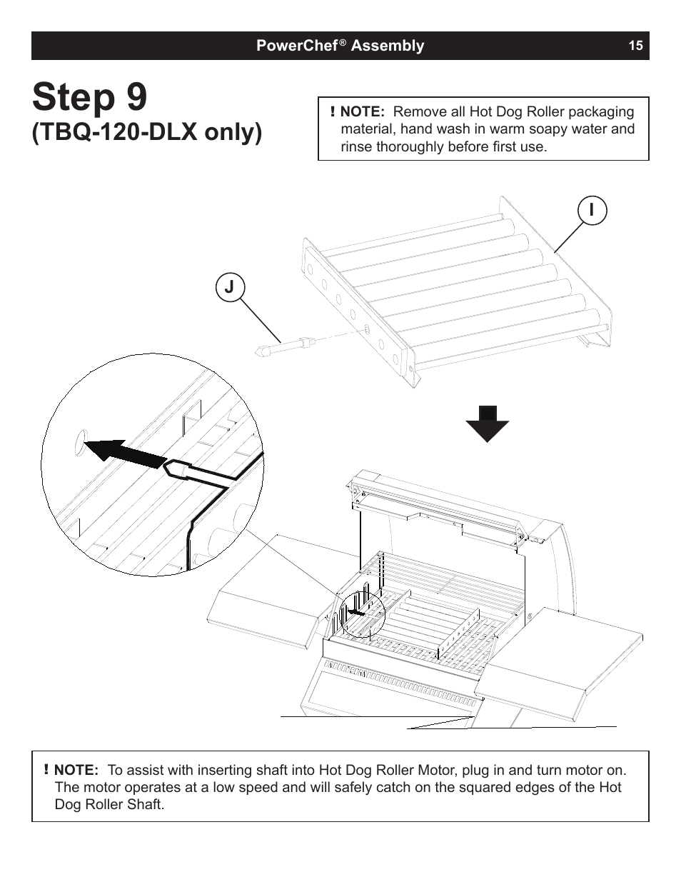 Step 9, Tbq-120-dlx only) | Dimplex PowerChef Electric Grill TBQ-120-REG User Manual | Page 15 / 29