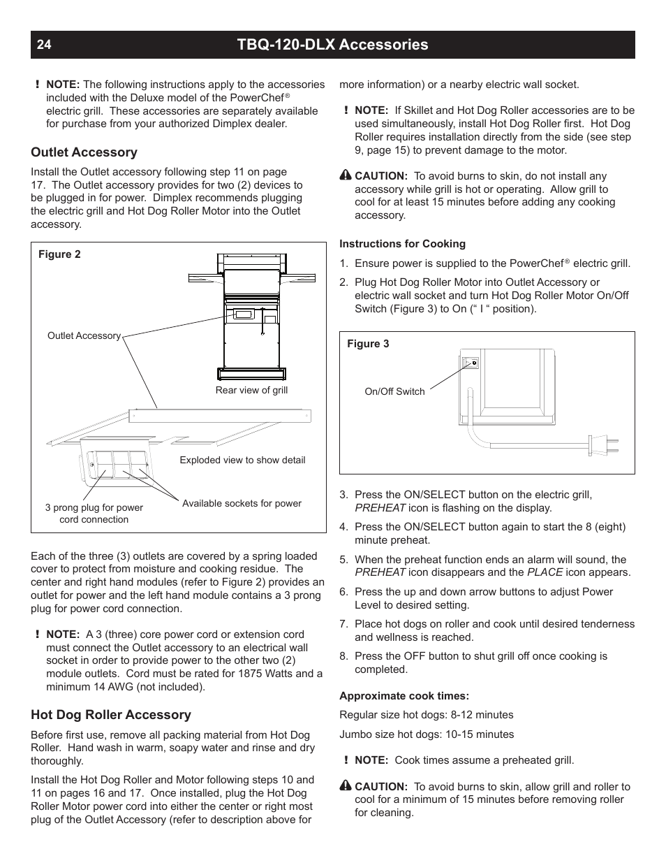 Tbq-120-dlx accessories | Dimplex PowerChef Electric Grill TBQ-120-REG User Manual | Page 24 / 29