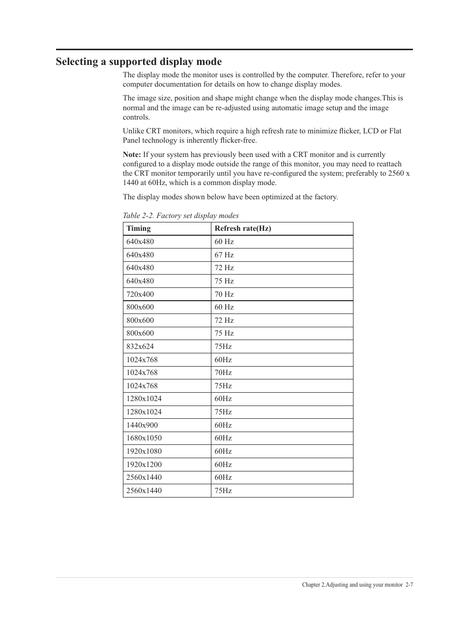 Selecting a supported display mode | Lenovo L24q-35 23.8" 1440p Monitor User Manual | Page 19 / 32