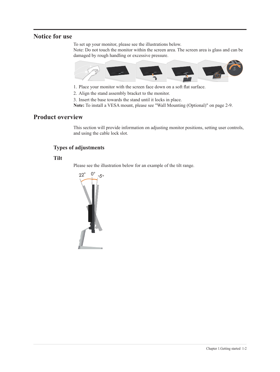 Notice for use, Product overview | Lenovo L24q-35 23.8" 1440p Monitor User Manual | Page 7 / 32