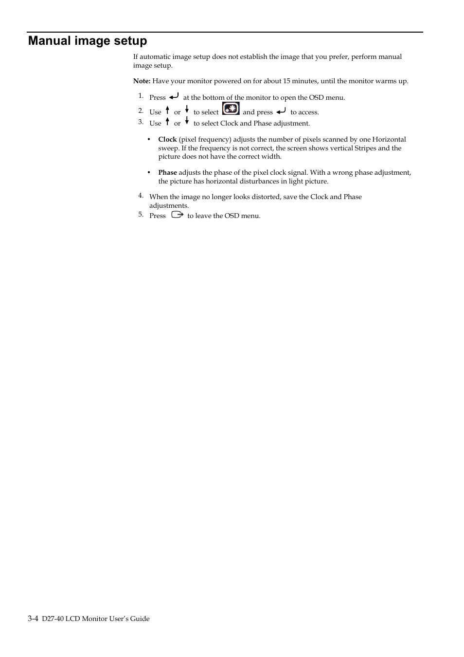 Manual image setup, Manual image setup -4 | Lenovo D27-40 27" Monitor User Manual | Page 24 / 31