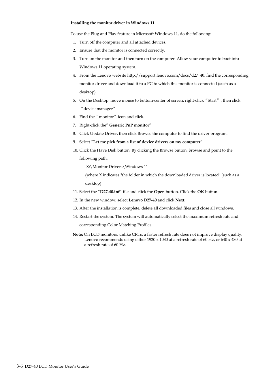 Lenovo D27-40 27" Monitor User Manual | Page 26 / 31