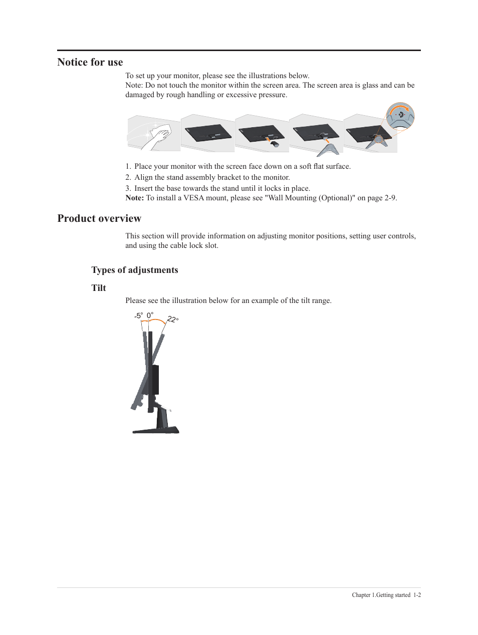 Notice for use, Product overview, Notice for use -2 product overview -2 | Lenovo G27e-20 27" 120 Hz Monitor User Manual | Page 7 / 32