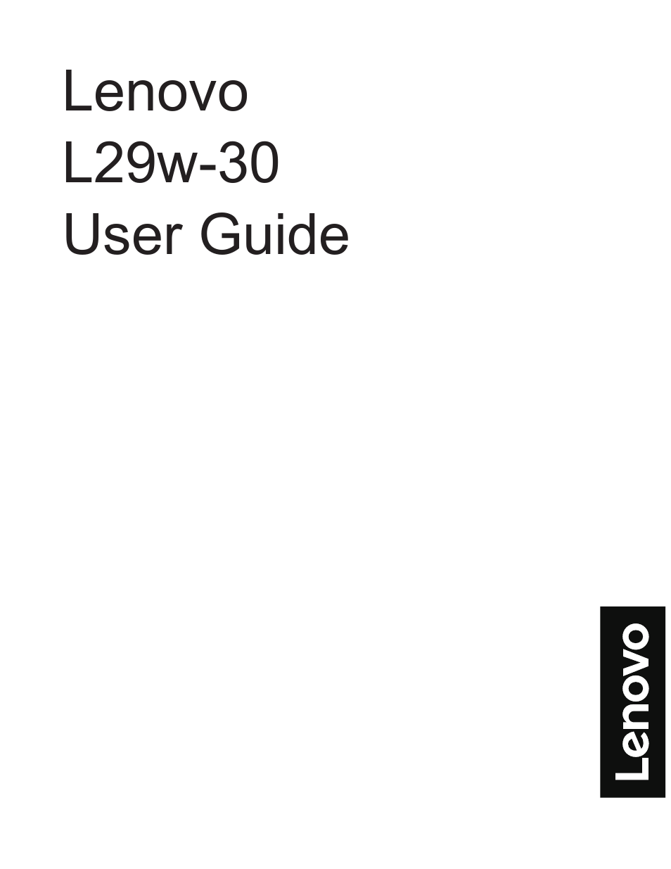 Lenovo L29w-30 29" 21:9 Monitor User Manual | 35 pages