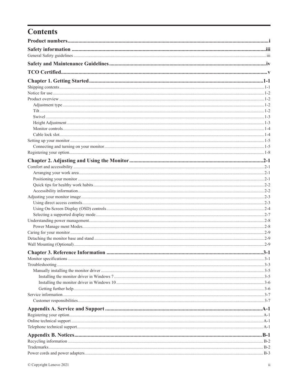 Lenovo L29w-30 29" 21:9 Monitor User Manual | Page 3 / 35