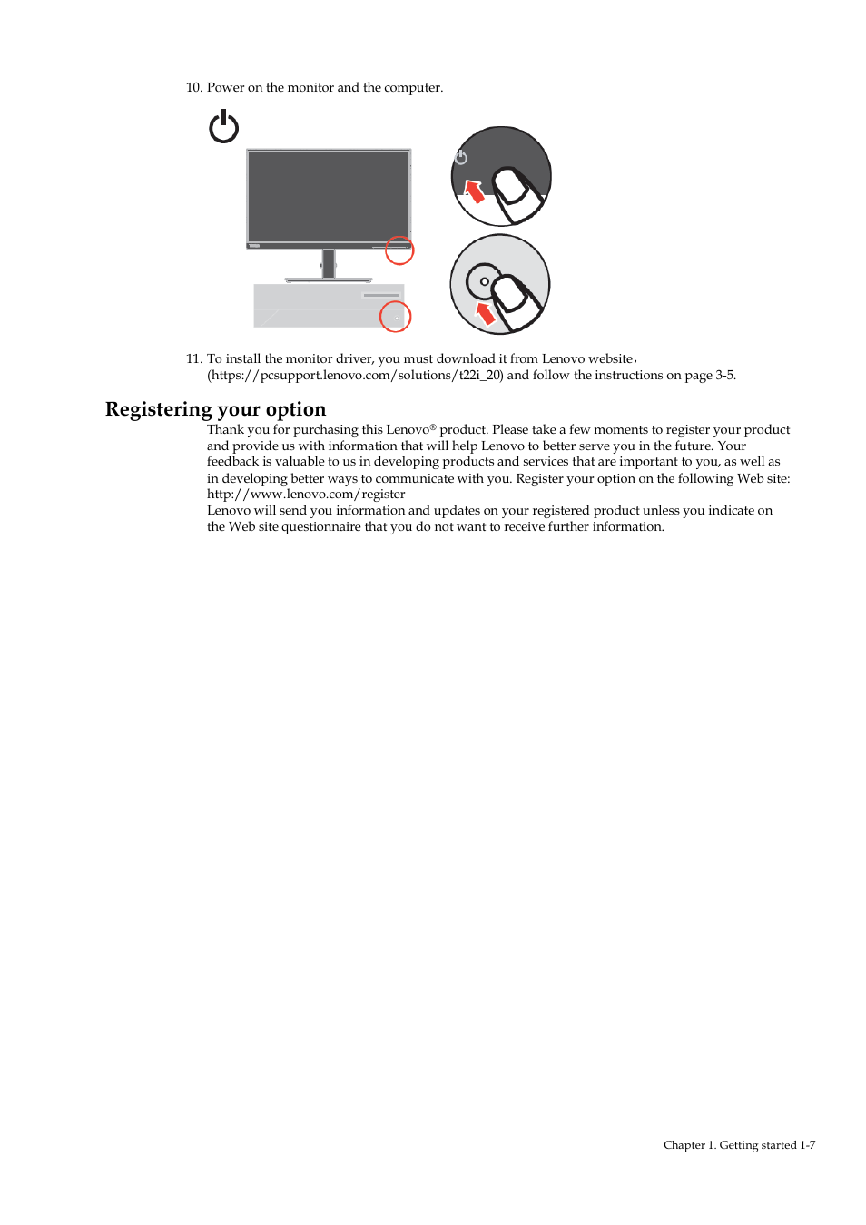Registering your option | Lenovo ThinkVision T22i-20 21.5" 16:9 IPS Monitor User Manual | Page 12 / 34