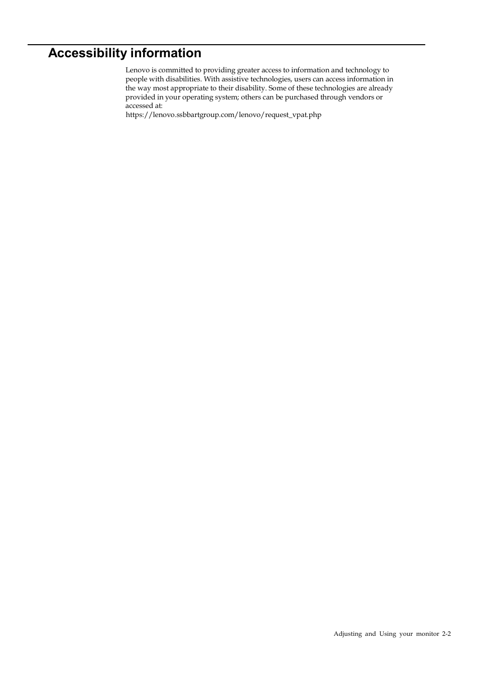 Accessibility information | Lenovo ThinkVision T22i-20 21.5" 16:9 IPS Monitor User Manual | Page 14 / 34