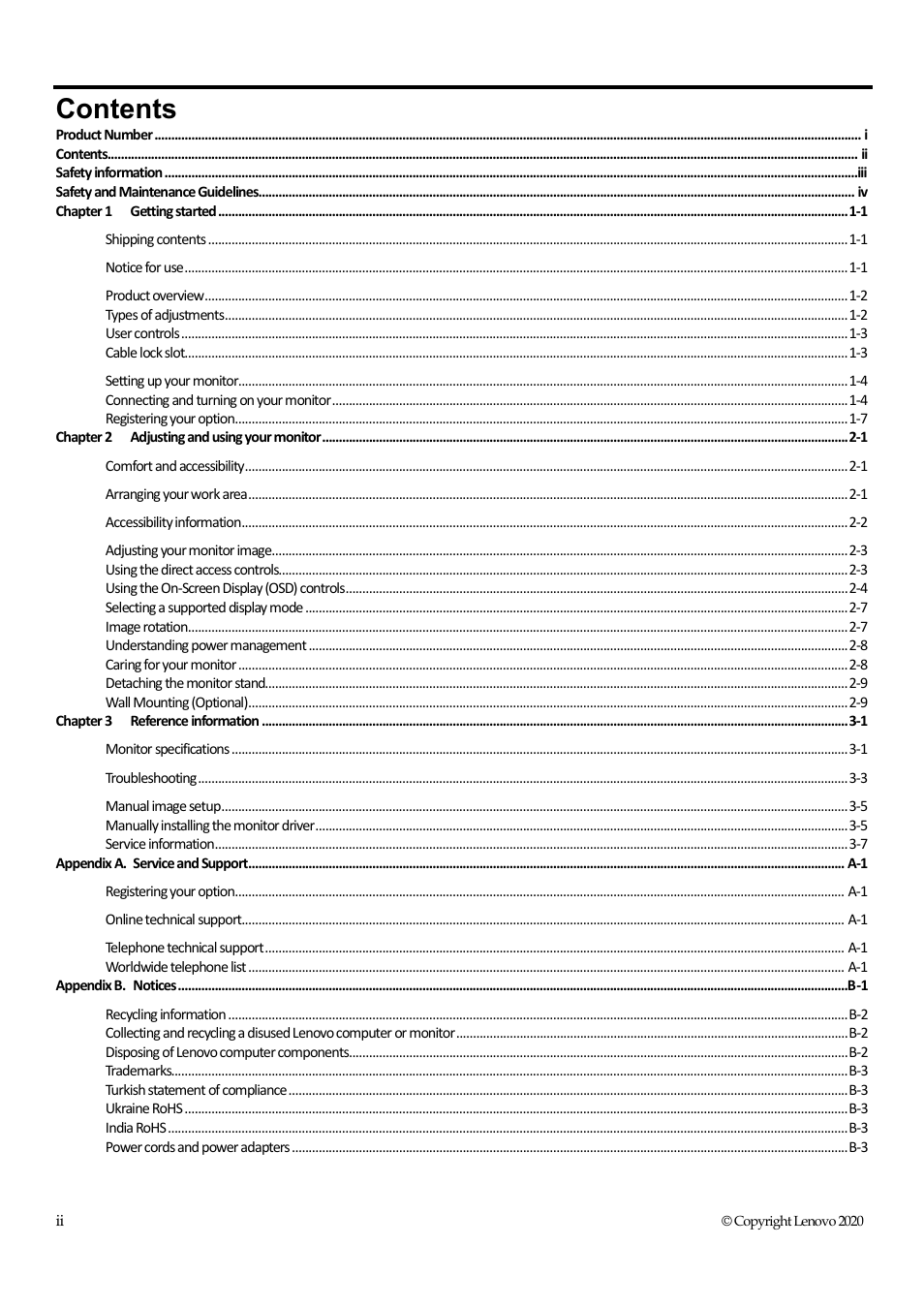 Lenovo ThinkVision T22i-20 21.5" 16:9 IPS Monitor User Manual | Page 3 / 34