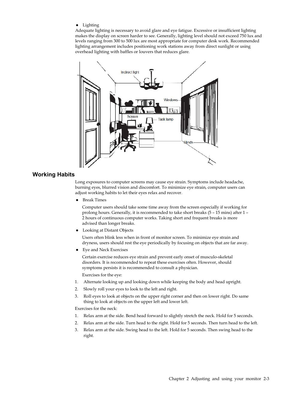 Working habits | Lenovo Legion Y32p-30 31.5" 4K HDR 144 Hz Gaming Monitor User Manual | Page 16 / 36