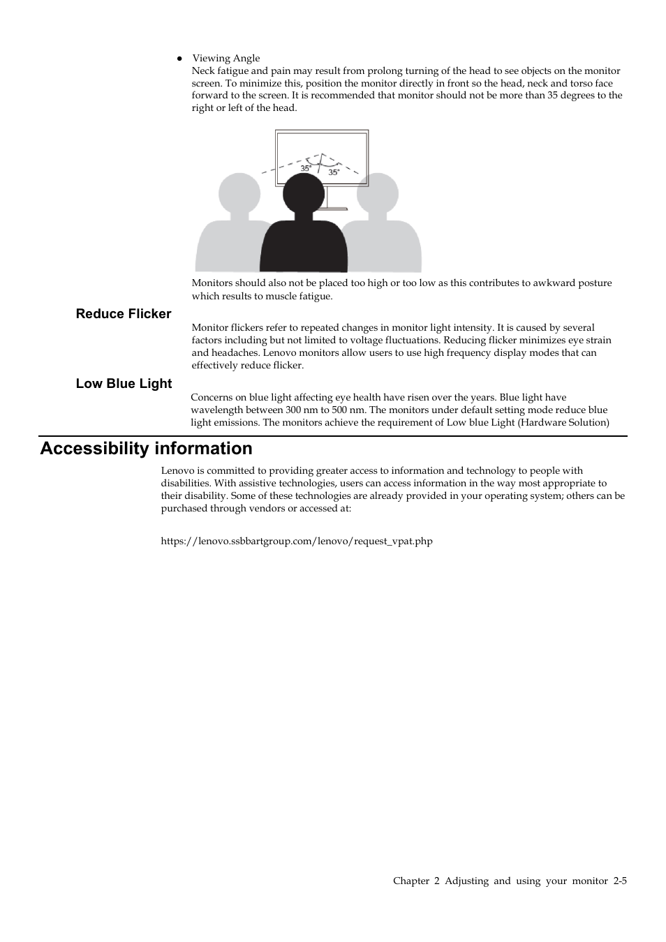 Accessibility information, Accessibility information -5, Reduce flicker | Low blue light | Lenovo Legion Y32p-30 31.5" 4K HDR 144 Hz Gaming Monitor User Manual | Page 18 / 36