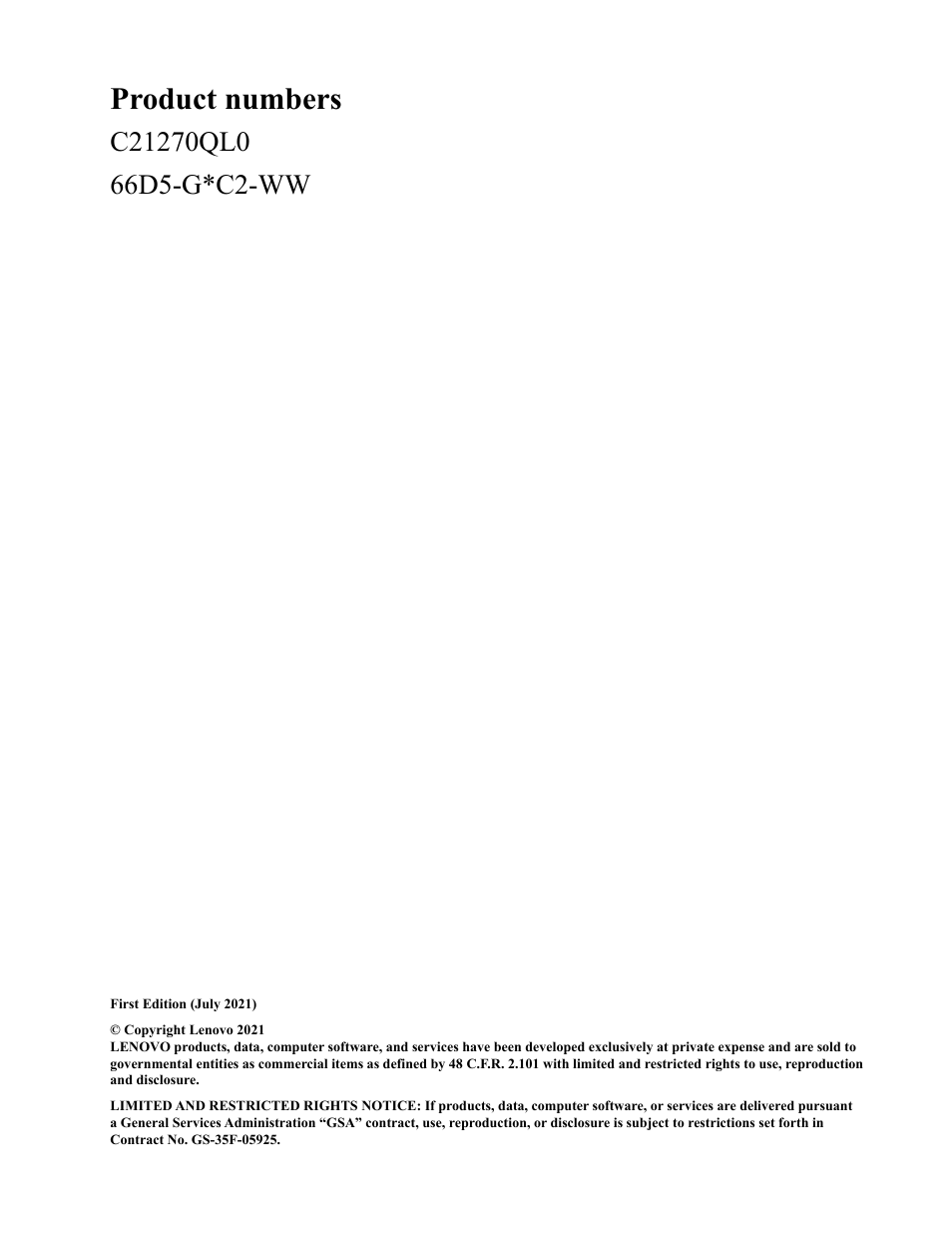 Product numbers | Lenovo L27q-35 27" 1440p Monitor User Manual | Page 2 / 31