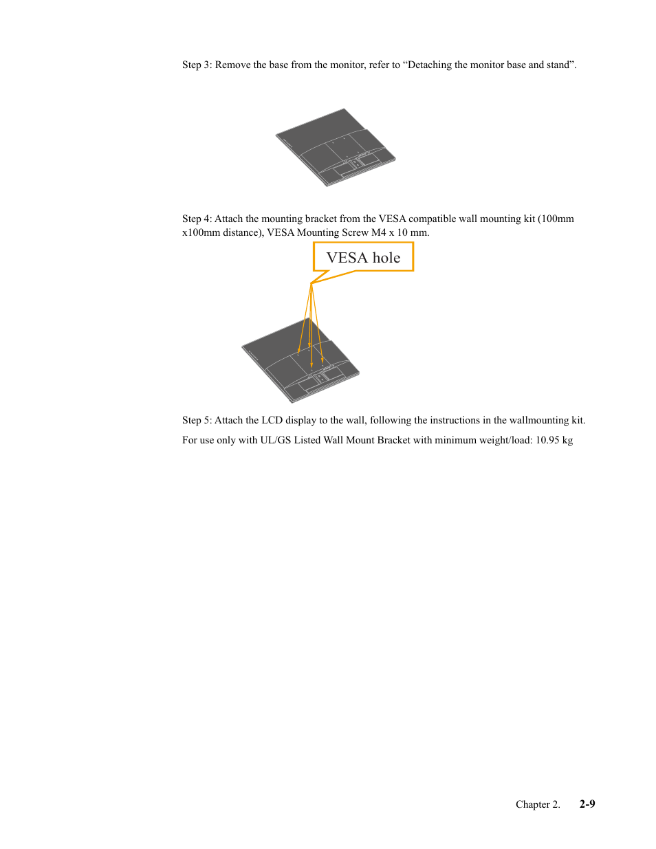 Vesa hole | Lenovo L27q-35 27" 1440p Monitor User Manual | Page 21 / 31