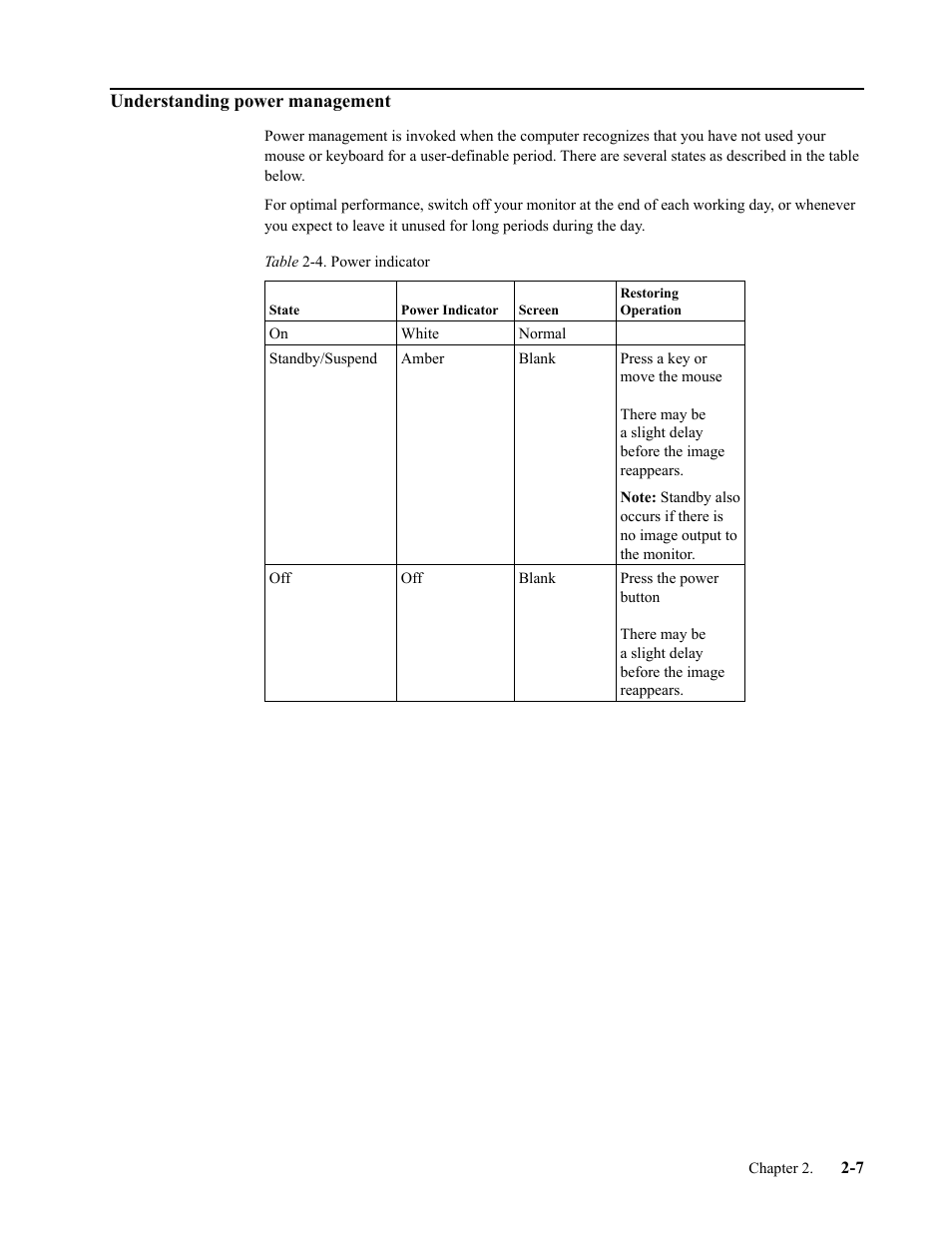 Understanding power management, Understanding power management -7 | Lenovo L24i-30 23.8" 16:9 IPS Monitor User Manual | Page 19 / 31