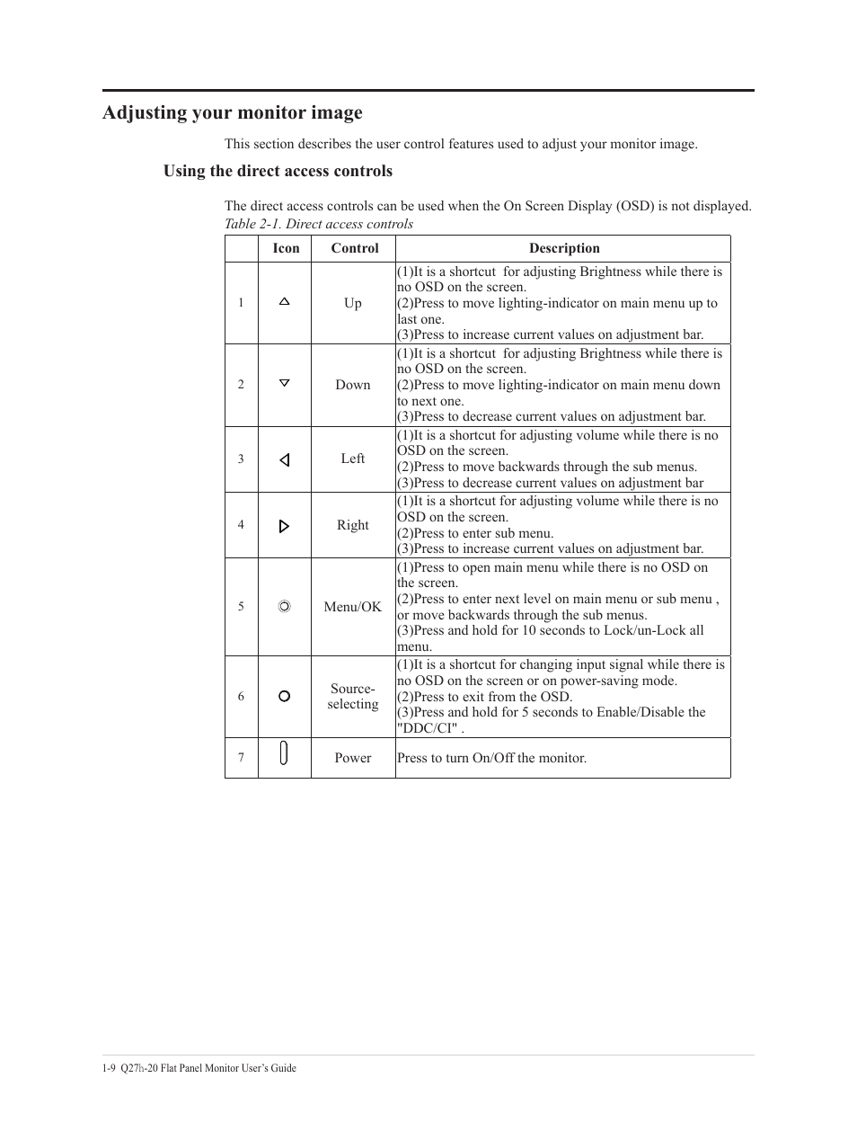 Adjusting your monitor image, Adjusting your monitor image -9, Image | Lenovo Q27h-20 27" 1440p HDR Monitor User Manual | Page 14 / 31
