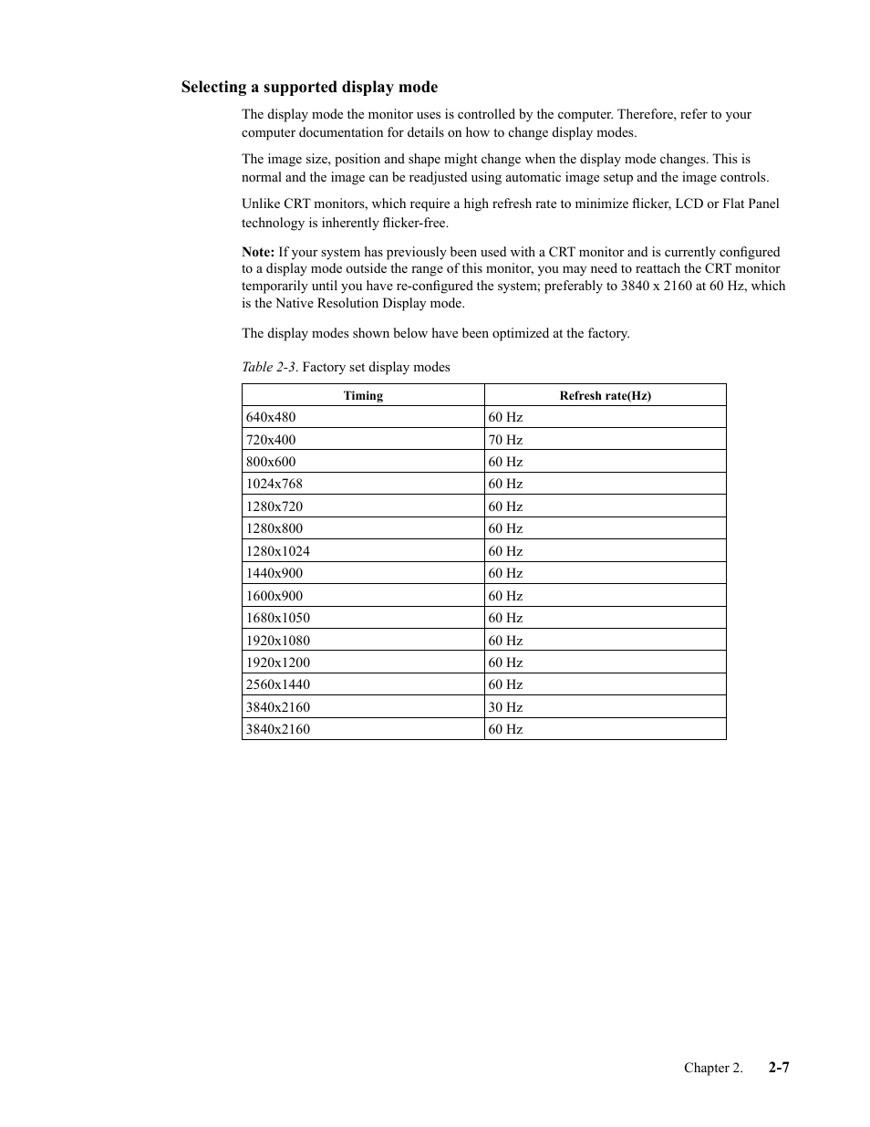 Selecting a supported display mode, Selecting a supported display mode -7 | Lenovo T32p-20 31.5" 16:9 IPS Monitor User Manual | Page 20 / 38