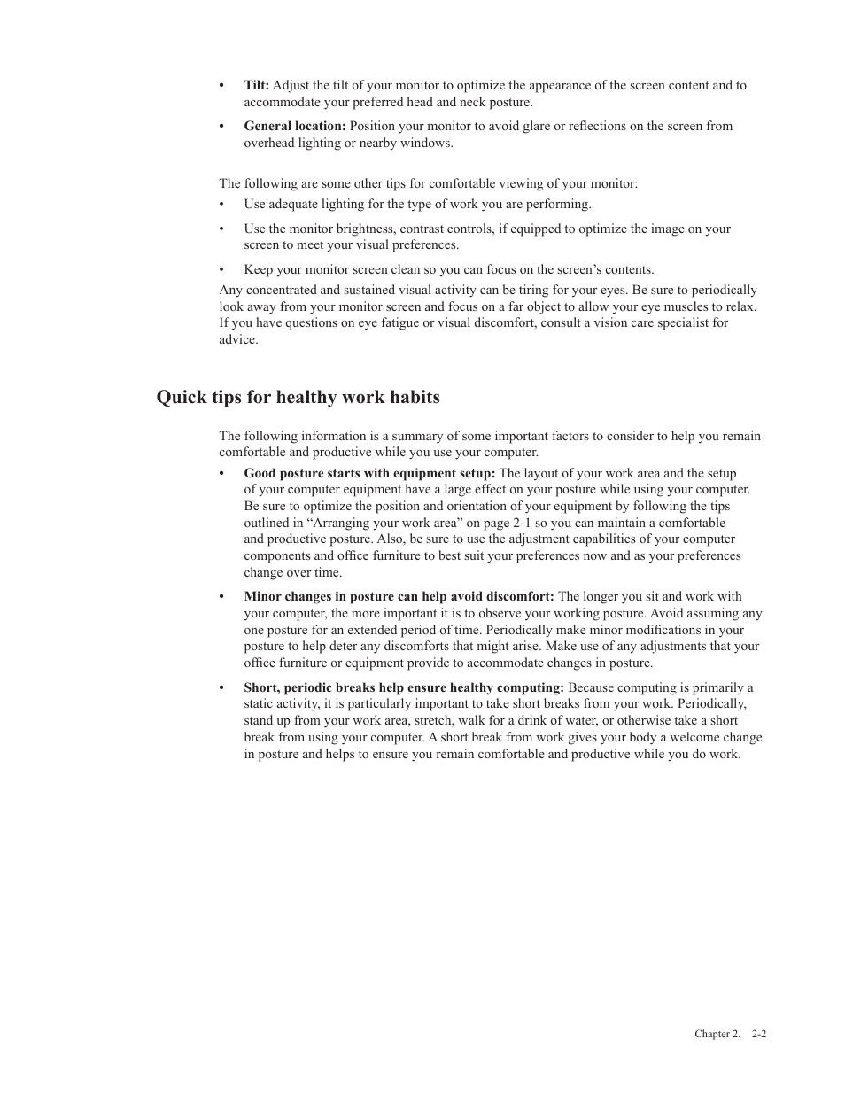 Quick tips for healthy work habits | Lenovo Q27q-20 27" 1440p HDR Monitor User Manual | Page 13 / 31