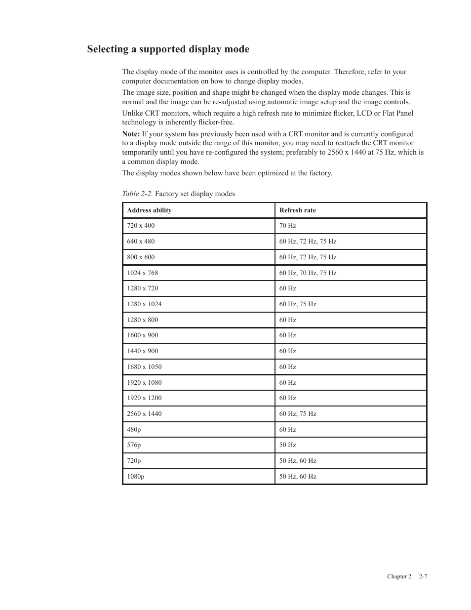 Selecting a supported display mode | Lenovo Q27q-20 27" 1440p HDR Monitor User Manual | Page 18 / 31