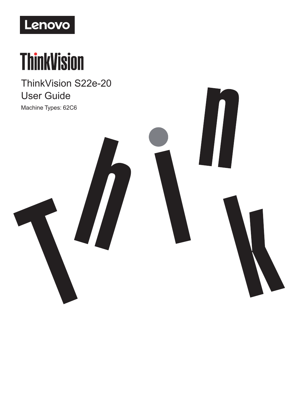 Lenovo ThinkVision 21.5" Monitor User Manual | 37 pages