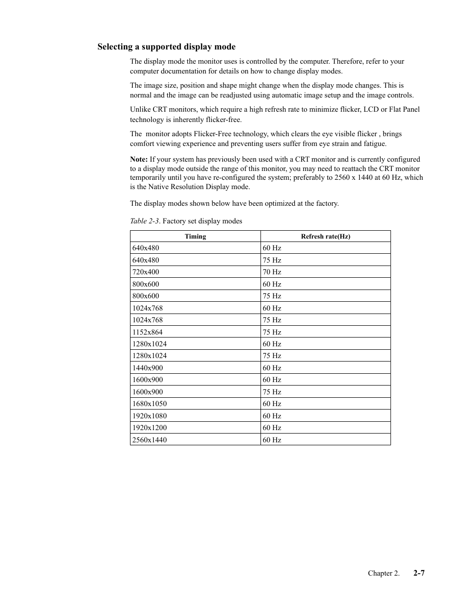 Selecting a supported display mode, Selecting a supported display mode -7 | Lenovo ThinkVision T27h-2L 27" 16:9 QHD IPS Monitor User Manual | Page 20 / 39