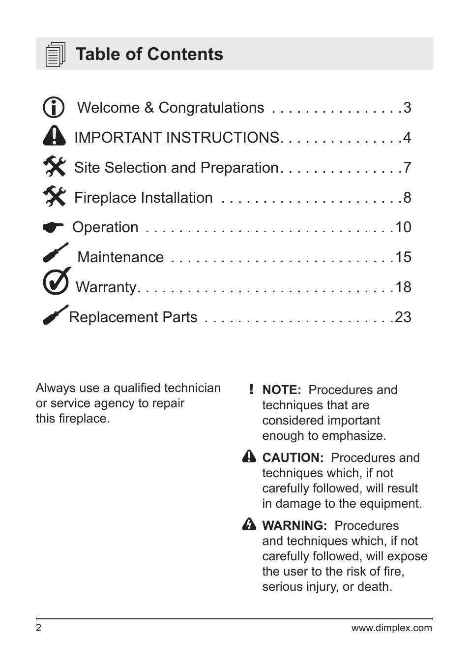 Dimplex DFB8842 User Manual | Page 2 / 23