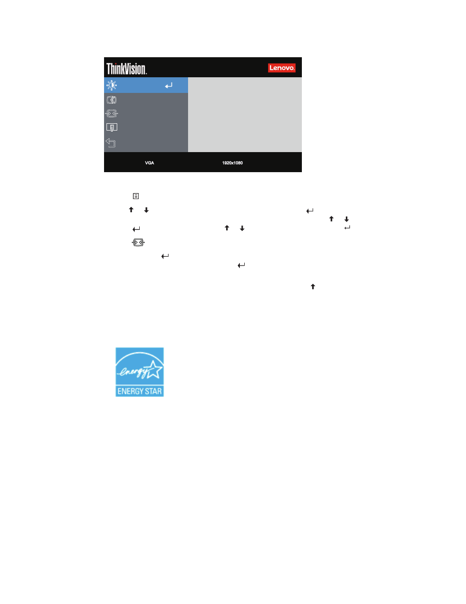 Using the on-screen display (osd) controls | Lenovo ThinkVision 21.5" Monitor User Manual | Page 19 / 39