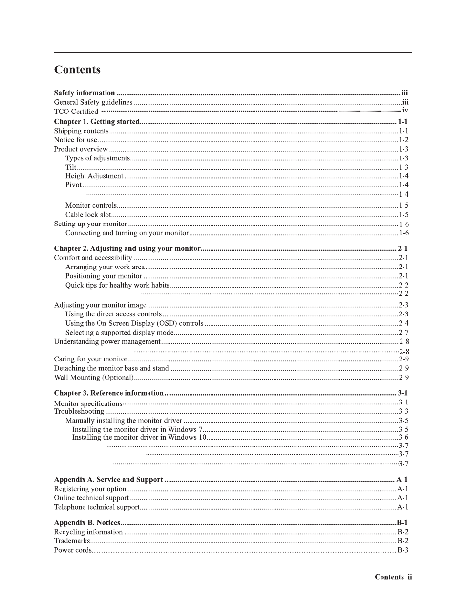 Lenovo ThinkVision 21.5" Monitor User Manual | Page 3 / 39