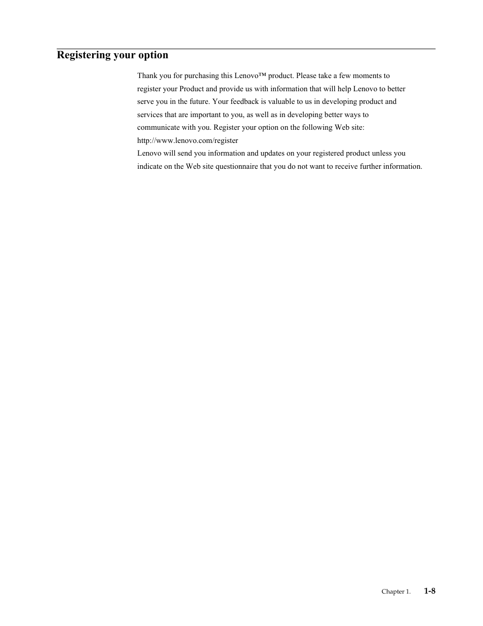 Registering your option, Registering your option -8 | Lenovo ThinkVision 23.8" Monitor User Manual | Page 12 / 38