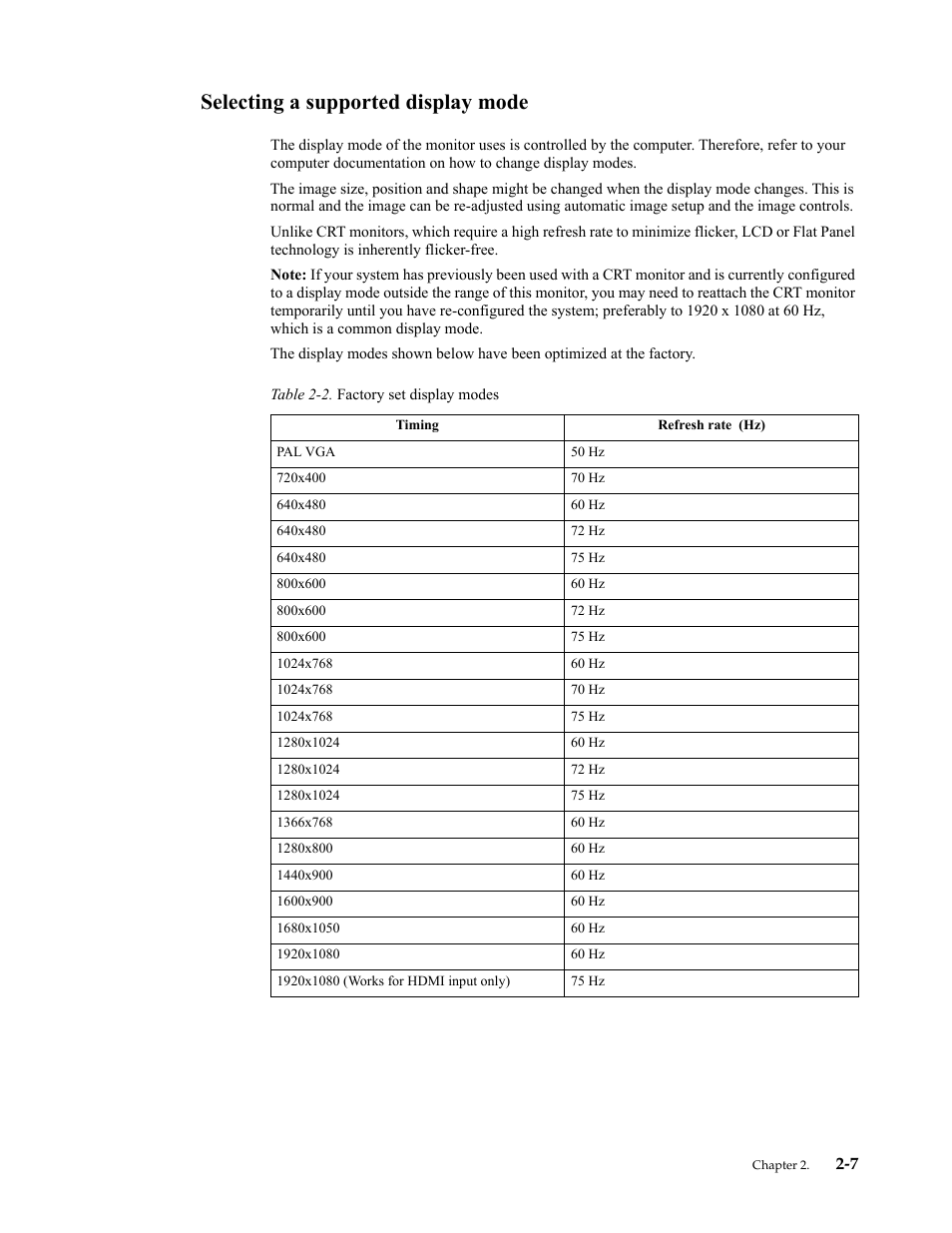 Selecting a supported display mode, Selecting a supported display mode -7 | Lenovo ThinkVision 23.8" Monitor User Manual | Page 19 / 38