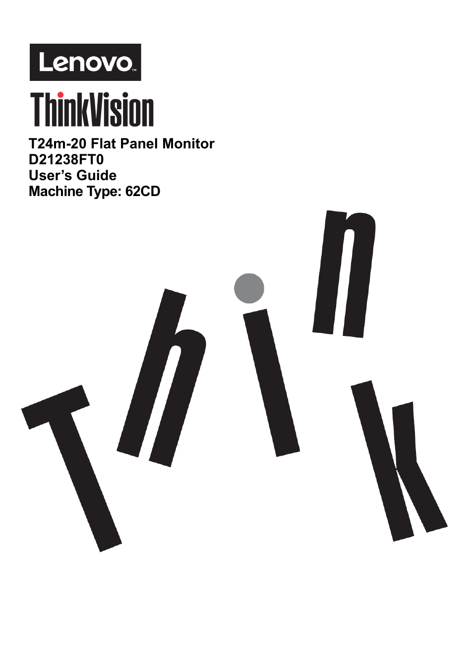 Lenovo T24M-20 23.8" USB Hub Monitor User Manual | 40 pages