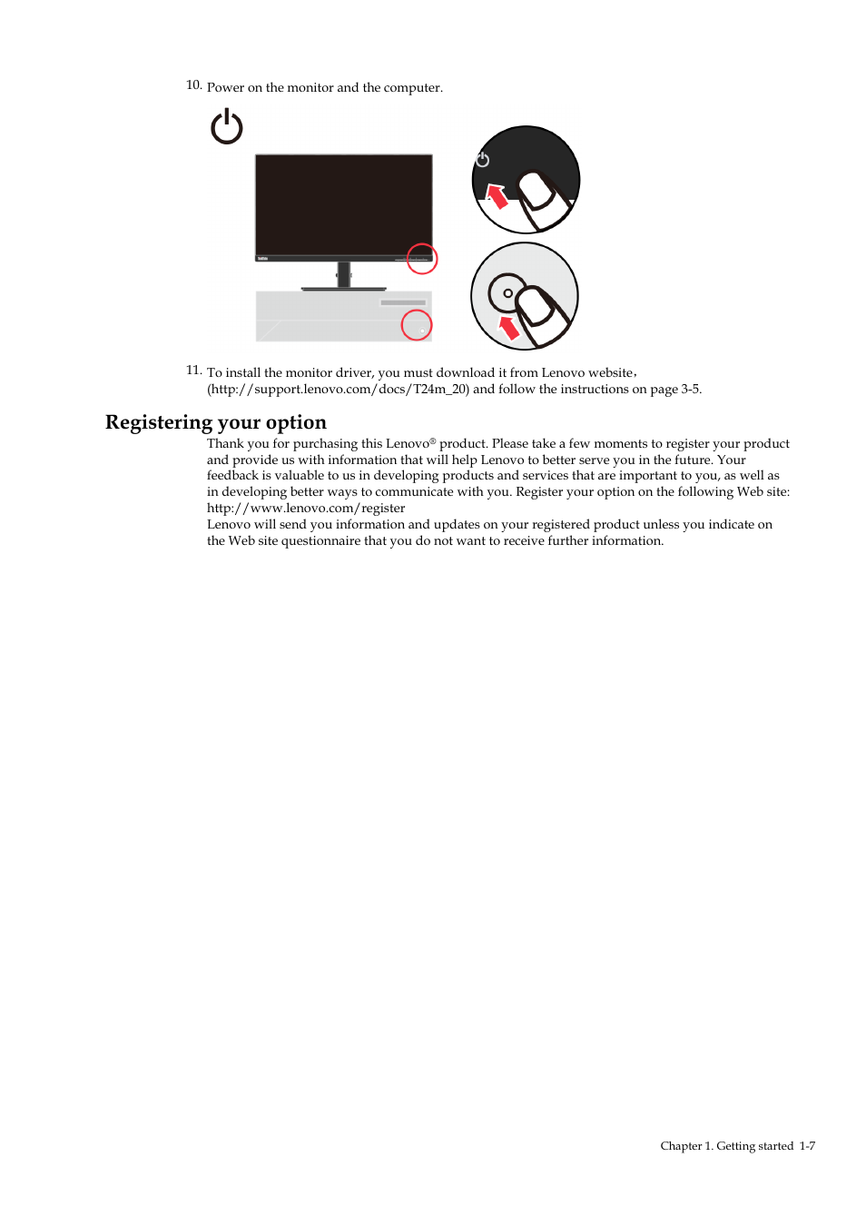 Registering your option, Registering your option -7 | Lenovo T24M-20 23.8" USB Hub Monitor User Manual | Page 15 / 40
