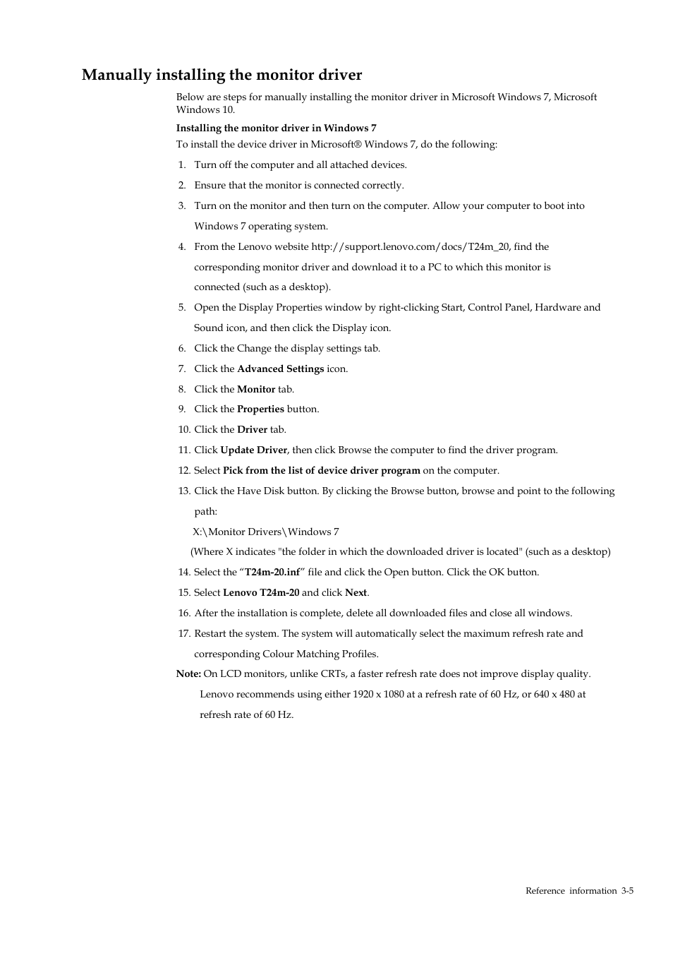 Manually installing the monitor driver, Manually installing the monitor driver -5 | Lenovo T24M-20 23.8" USB Hub Monitor User Manual | Page 32 / 40