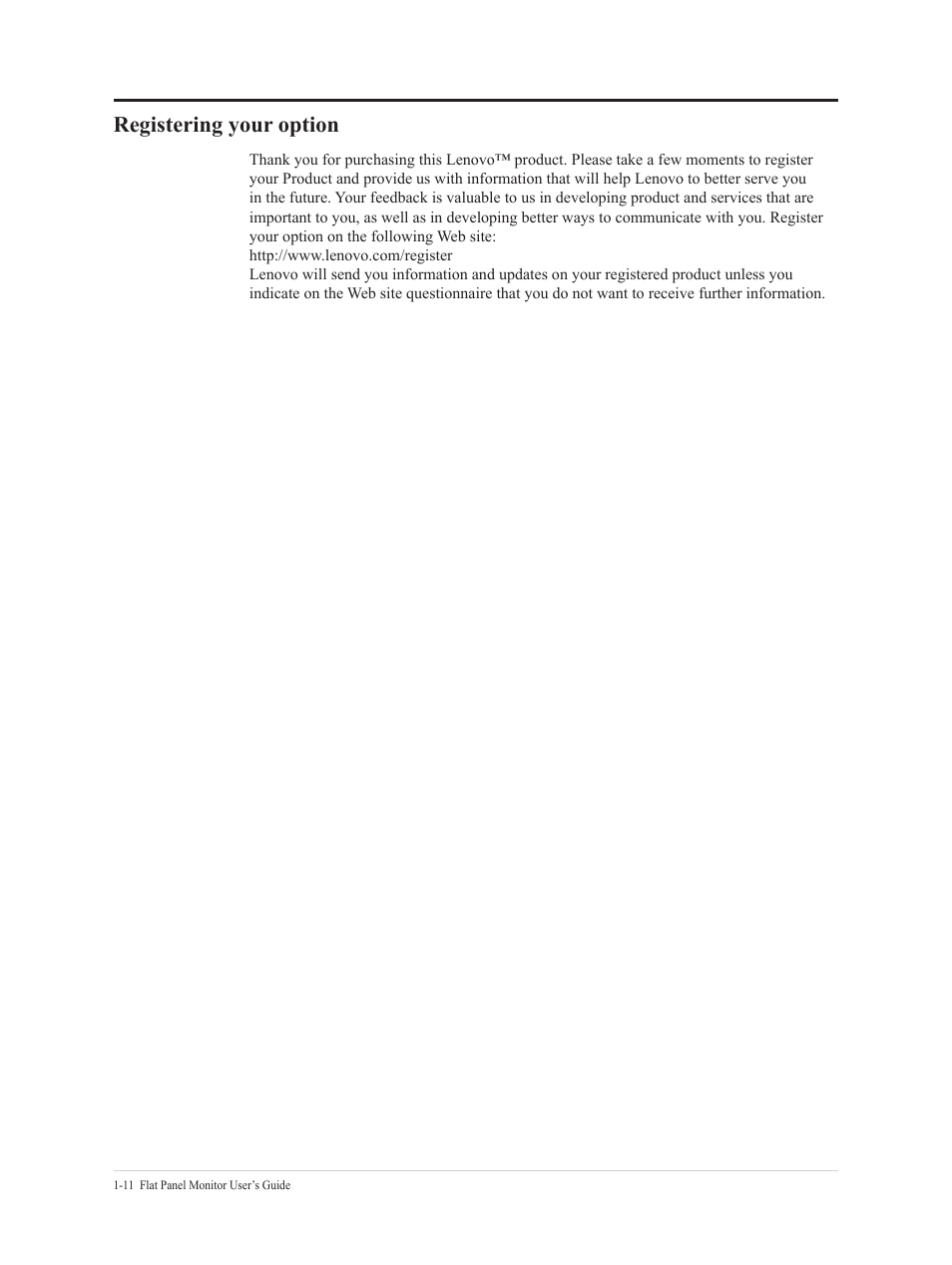 Registering your option, Registering your option -11 | Lenovo T24t-20 23.8" 16:9 Multi-Touch IPS Display User Manual | Page 16 / 44